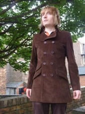  RETRO SIXTIES MOD MENS DARK BROWN CORDUROY COAT (BROWN)