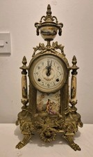Vtg Franz Hermle Lancini Imperial Ormolu Porcelain Gilt Brass Mantle Clock Italy