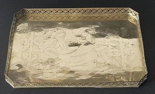 Vtg chinese brass tray - vtg,