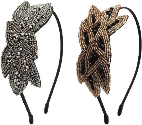 2pcs vintage leaf - 2pcs, beaded