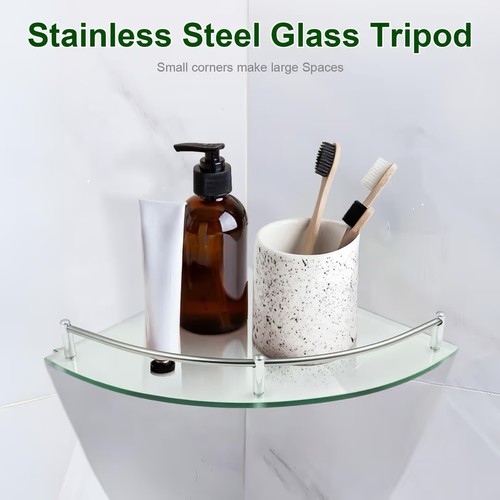 Glass corner shower - shower, shelf
