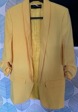Worn Once ZARA Yellow Ruched Sleeve Blazer Jacket XS 8/10