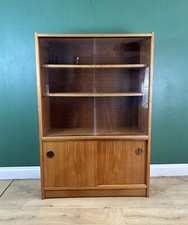 Retro Vintage Mid Century Teak Glass Display Cabinet-Courier 