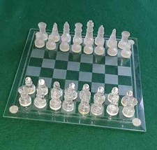 Glass Chess Set clear and opaque glass mini chess