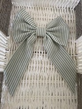 Susie Watson Small Bow  Door Hanger Piping Stripe Duck Egg  Cotton Fabric