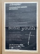 SONIC YOUTH YOUTH AGAINST FASCISM POSTER SIZED original music press advert from 