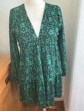 Women’s Zara green and navy flowered dress size 12 brand new with tags