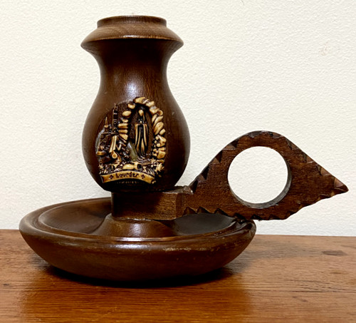 Vintage wooden candlestick - wooden,