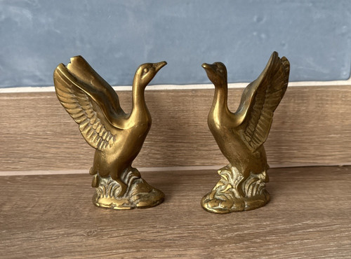 Vintage brass flying ducks - brass,