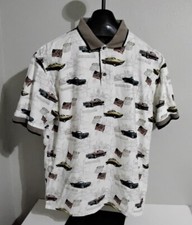 Kool Vtg Muscle Cars Route 66 Landmarks American Summer Size L Polo Shirt Cotton