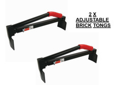 2x Pro Adjustable Brick Tongs Lifter Lifting Carrying Carrier 6-10 Bricks CT
