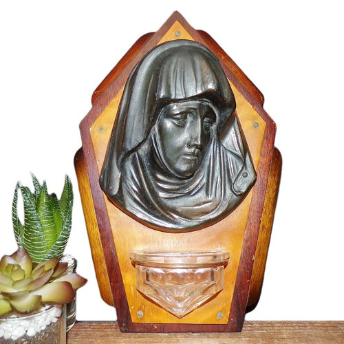 Holy water font vintage virgin - font,