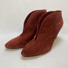 Tamaris Dark Red Suede Almond Toe Open Front Stiletto Ankle Boots UK Size 7 B50