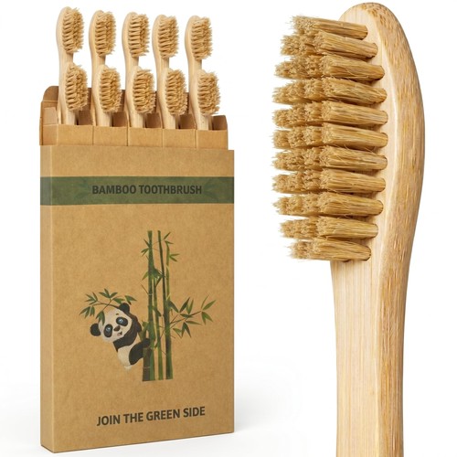 Boar bristle bamboo toothbrush - bamboo,