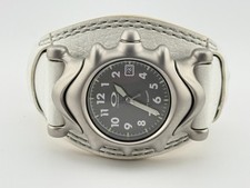 New Oakley Watch SaddleBack Honed White Leather Grey Dial 10-177 New Battery