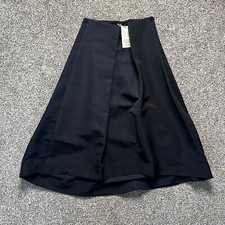 COS Hi-Lo Midi Skirt Sz 8UK 4US S Navy Poplin Box Pleated Staple A-Line