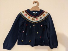 FRUGI Christmas Xmas Robins Fairisle Yolk Cardigan Age 6-7 Years Rainbow Stars