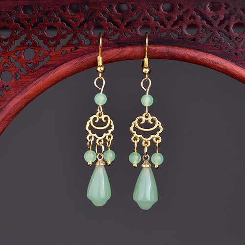 Green natural jade - jade, flower