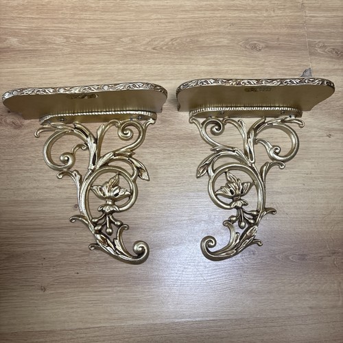 Vintage pair ornate gold wall - vintage,