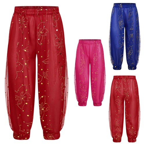 Girls shiny floral print harem - shiny,