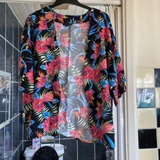 Women’s Floral/tropical Print Kimono Top  From Peacocks Size Large