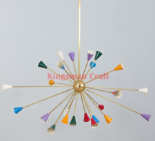 Multicolored 24 Arms Light Extra Large Italian Brass Sputnik Chandelier