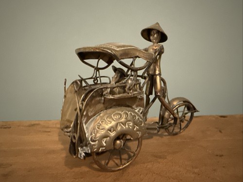 Vintage white metal bicycle - metal,
