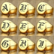 Mens Gold Signet Ring Signature Ring Silver Initials Royal Initialen Letters