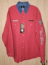 Wrangler Shirt Men Medium PBR USA Cowboy Western Rodeo Bull Bronco Riding