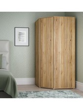 Lisson Corner Wardrobe New Oak | Space Saving | Cube Shelves