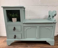 vintage lion carved telephone seat/table/blanket box hallway unit