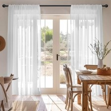 Voile Curtains Pair (2 Panels) Of Voile Net Slot Top Panels -Top Quality UK