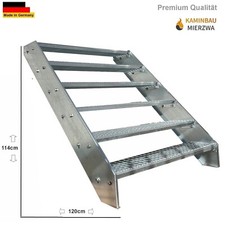 Premium Steel Stair 6 Steps 600-1400 mm Galvanised Terrace Outdoor Railing Stair