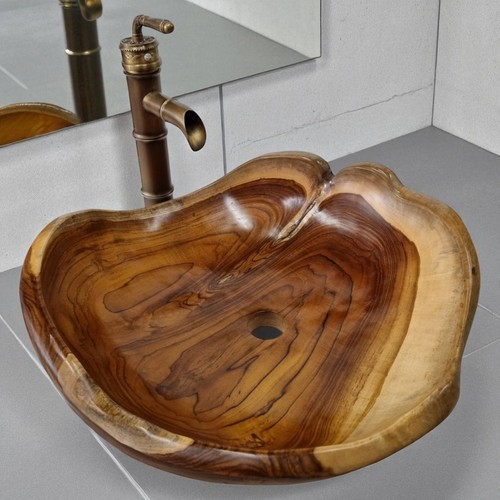 Root wood wash basin - wood, teak