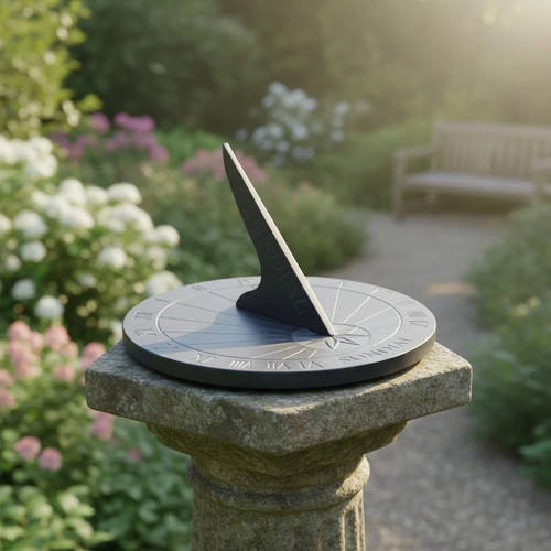 Handcrafted gray slate sundial - handcrafted,