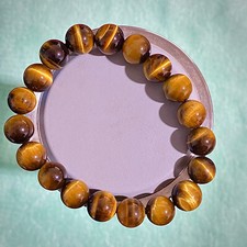Yellow Tiger Eye Stretch Bracelet - 10mm Beads - Natural Stone - Energy - 1.02oz