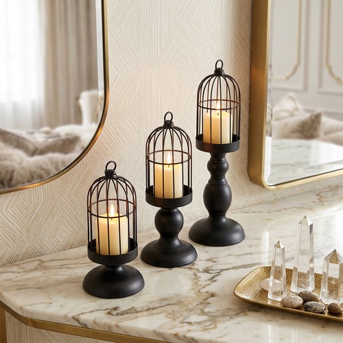 Set metal birdcage - set, candle
