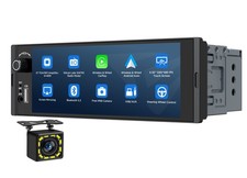 Wireless CarPlay Android Auto 6.36" 1Din Car Stereo Radio Head Unit Bluetooth FM