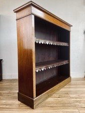 antique open Mahogany bookcase 19th Century With Leather Dust Cover Fringes