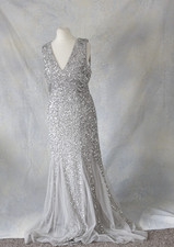 Coast silver sequinned dress Size 10 showstopper party wedding floor length gown
