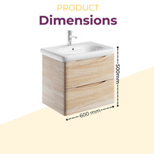 Light Ash Vanity Unit Round Resin Sink Wall Hung Floor Standing Bathroom Cabinet