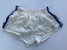 VINTAGE ADIDAS 1980'S NYLON FOOTBALL WHITE RUNNINS SHORTS SIZE 4 ADULT
