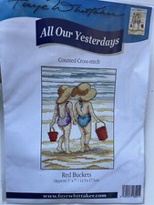 Faye Whittaker RED BUCKETS Counted Cross Stitch Kit FW4 Beach Girls Hats NEW