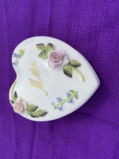Coalport “Mother” Bone China Heart Shaped Trinket box With Applied Flowers