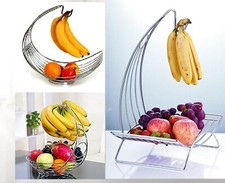 Banana Hook Tree Fruit Bowl Basket Chrome Hanger Stand Dinning Table Storage