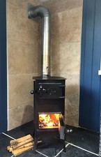 UK seller no 1. Wood burner stove ECO DESIGN compliant with 3 pipes and  2 bends