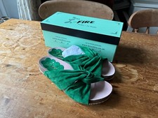 BRAND NEW MISS L FIRE GREEN SUEDE SANDALS UK 7 SLIDERS SHOES W/ BOX EU 40 LARA