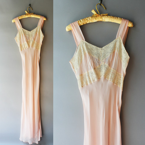 Vtg 1930s sheer pink bias - vtg,