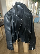 Ladies All Saints Leather Biker Jacket Size 12 Black