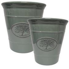 Set of 2 Olive Green Plastic